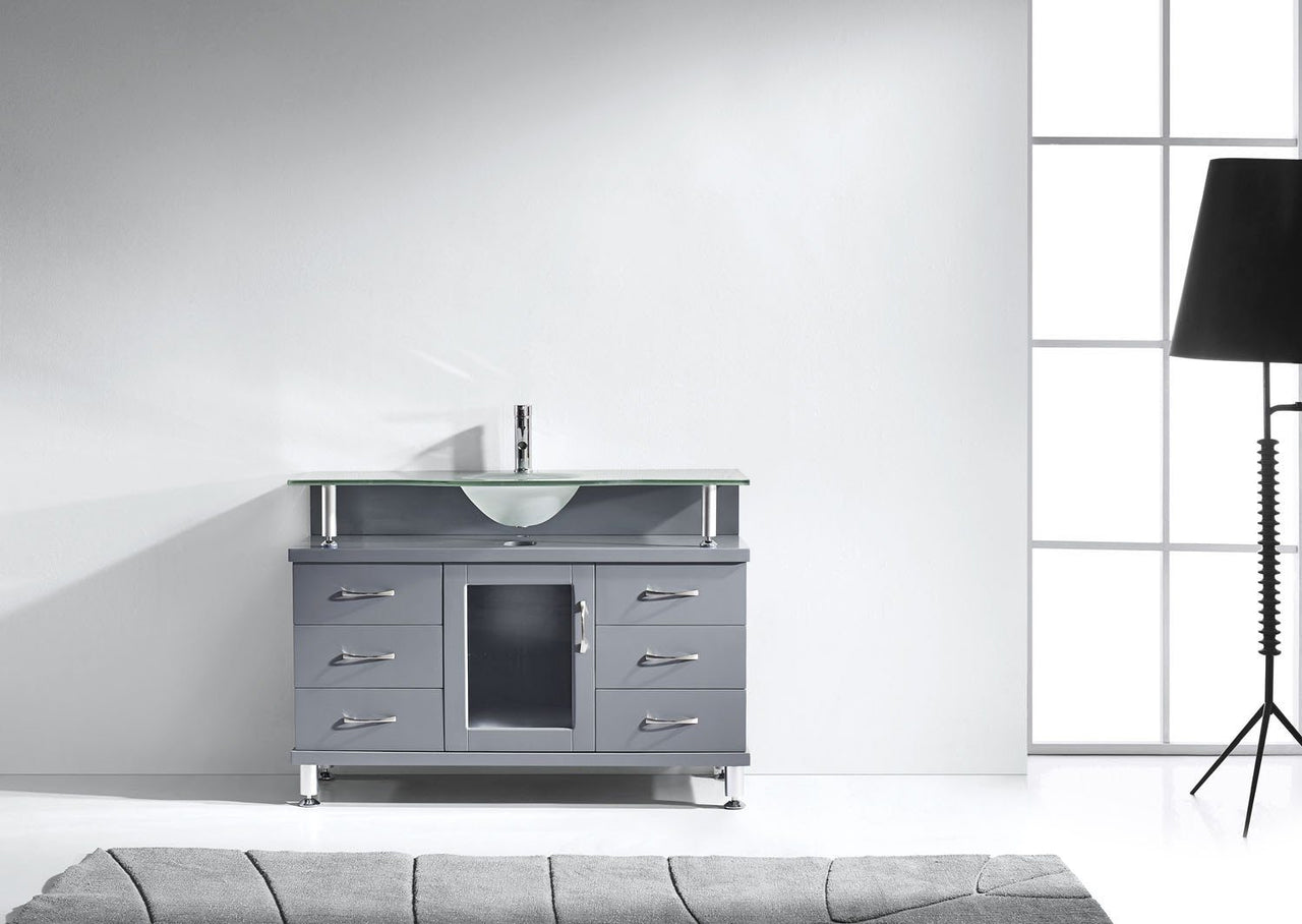 Virtu USA Vincente 48" Single Round Sink Grey Top Vanity in Grey Vanity Virtu USA 
