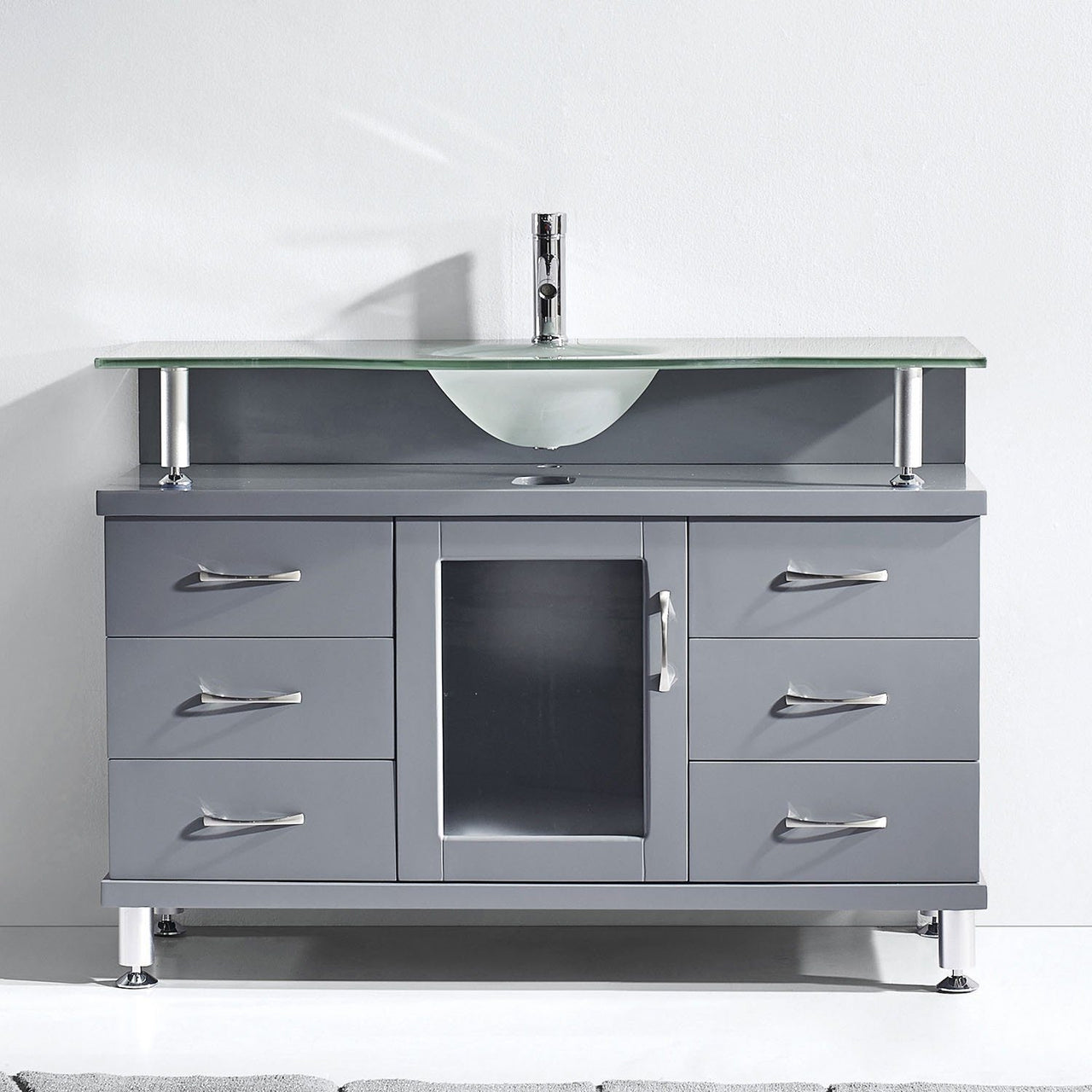 Virtu USA Vincente 48" Single Round Sink Grey Top Vanity in Grey Vanity Virtu USA 