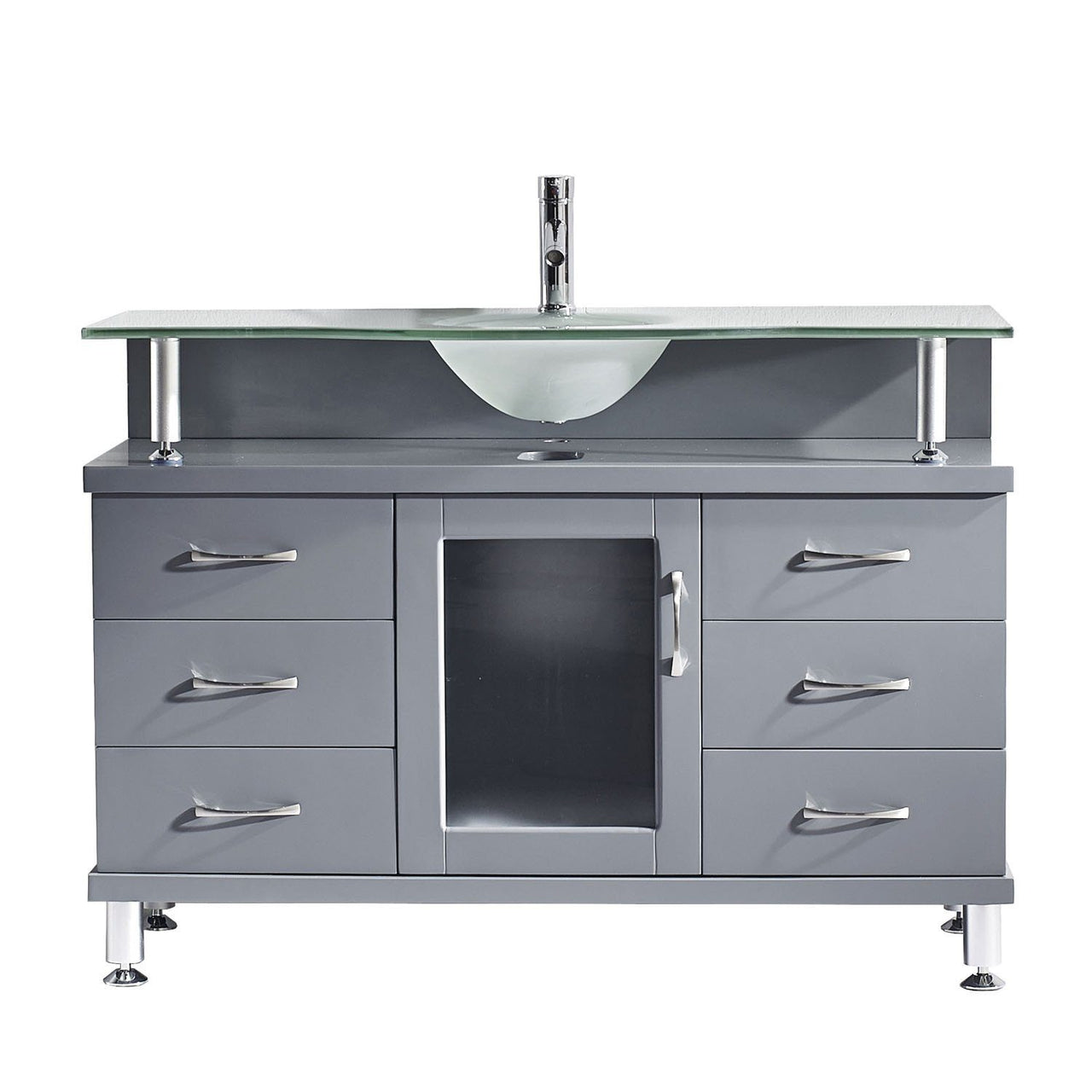 Virtu USA Vincente 48" Single Round Sink Grey Top Vanity in Grey Vanity Virtu USA 
