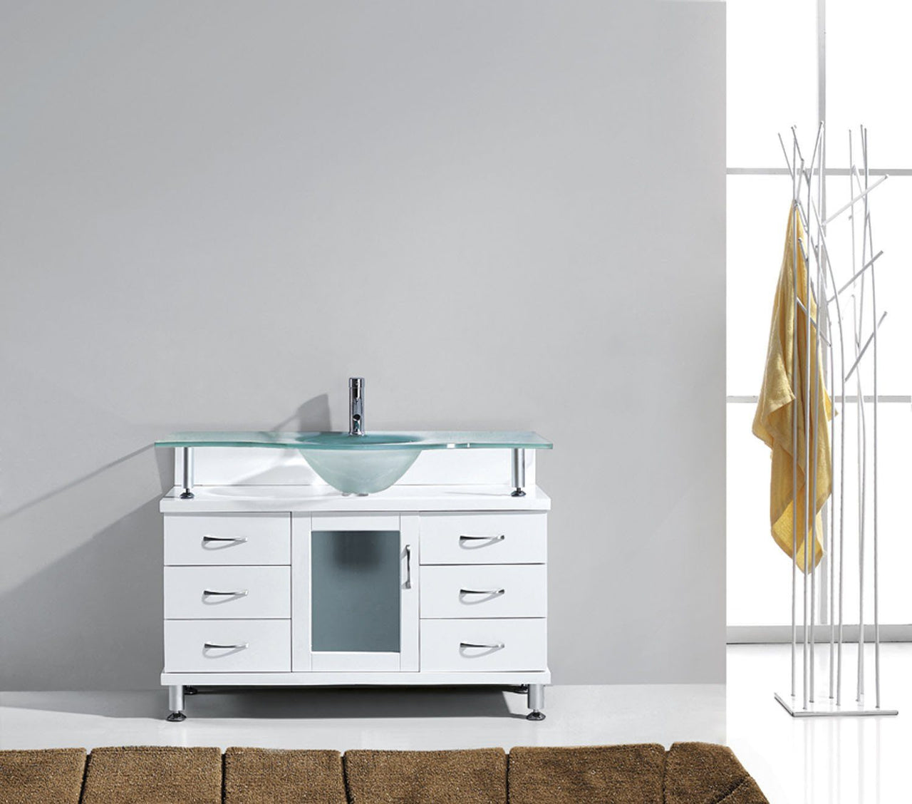 Virtu USA Vincente 48" Single Round Sink White Top Vanity in White Vanity Virtu USA 