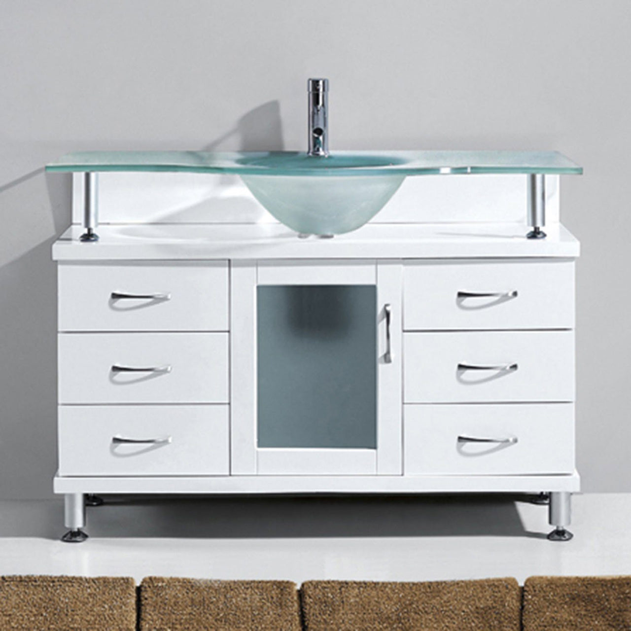 Virtu USA Vincente 48" Single Round Sink White Top Vanity in White Vanity Virtu USA 