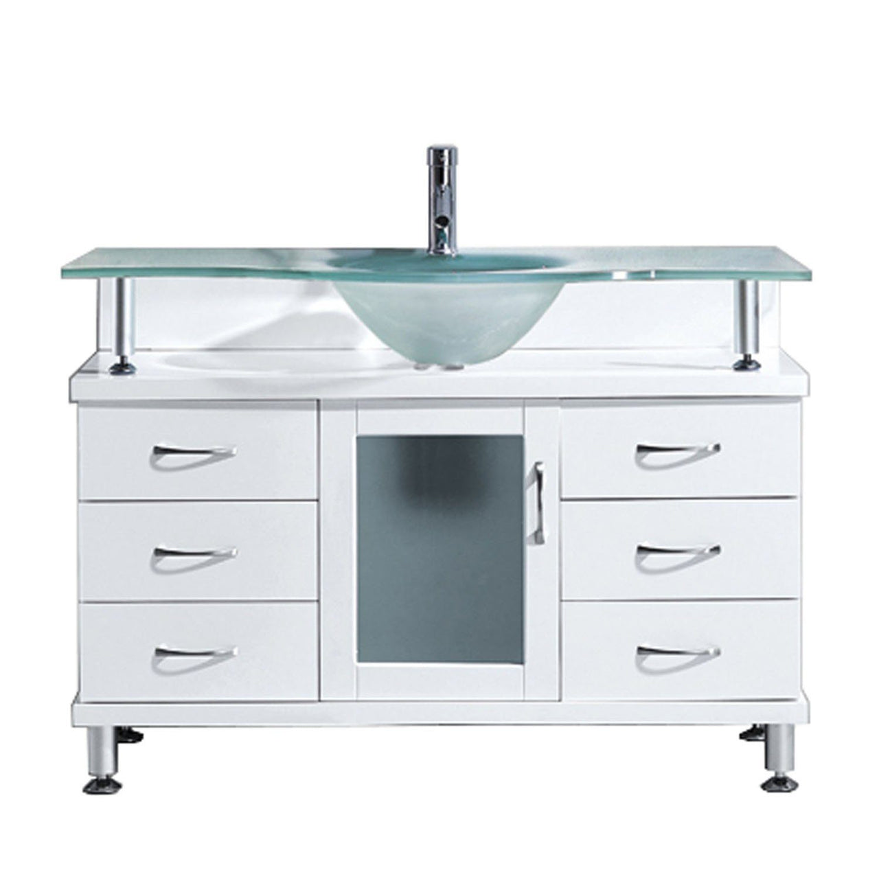 Virtu USA Vincente 48" Single Round Sink White Top Vanity in White Vanity Virtu USA 