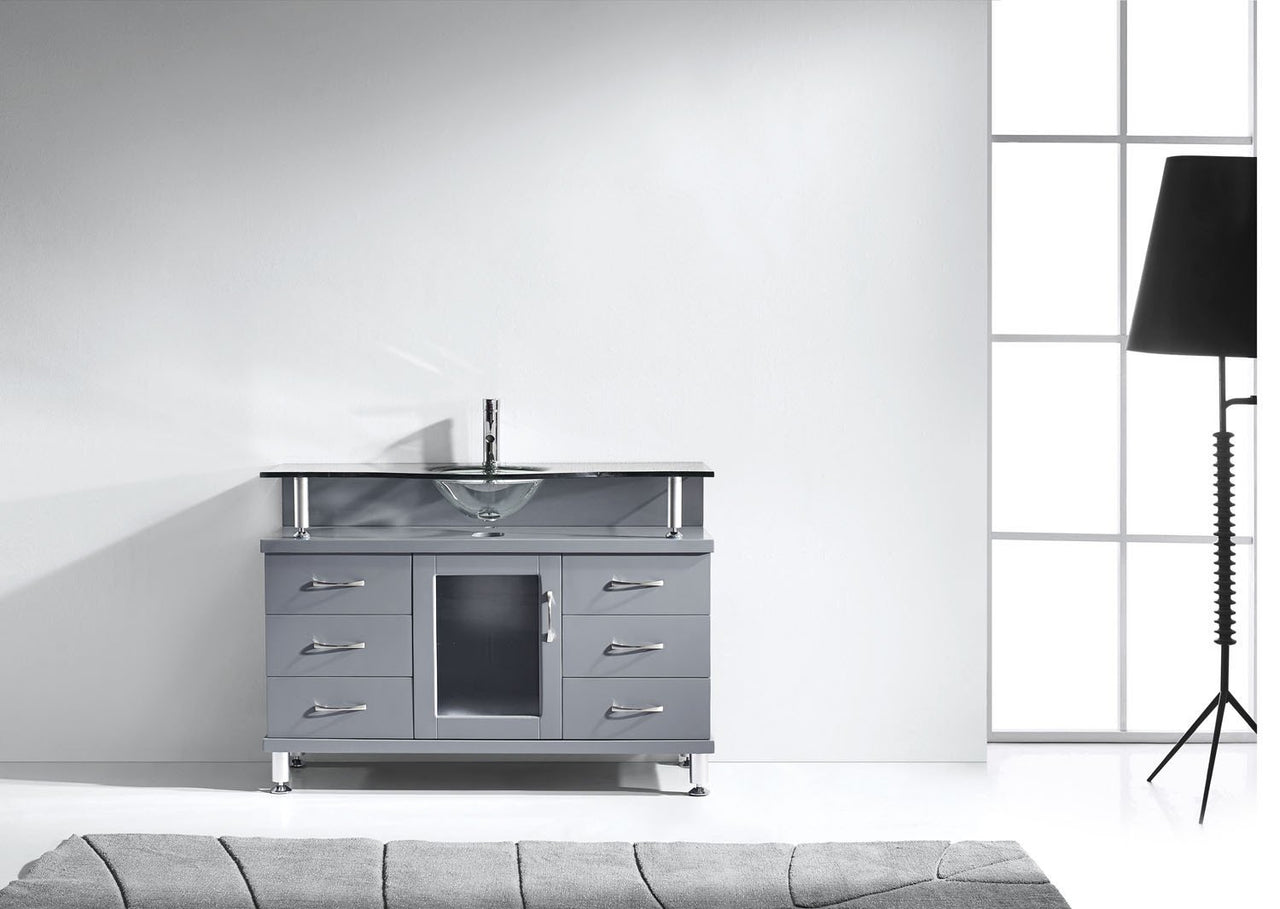 Virtu USA Vincente 48" Single Round Sink Grey Top Vanity in Grey Vanity Virtu USA 