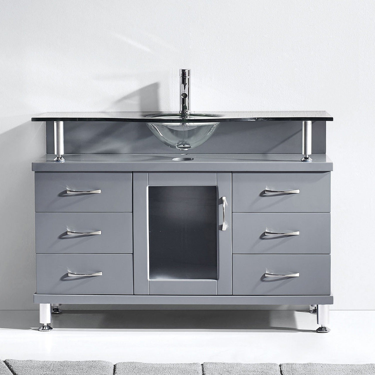 Virtu USA Vincente 48" Single Round Sink Grey Top Vanity in Grey Vanity Virtu USA 