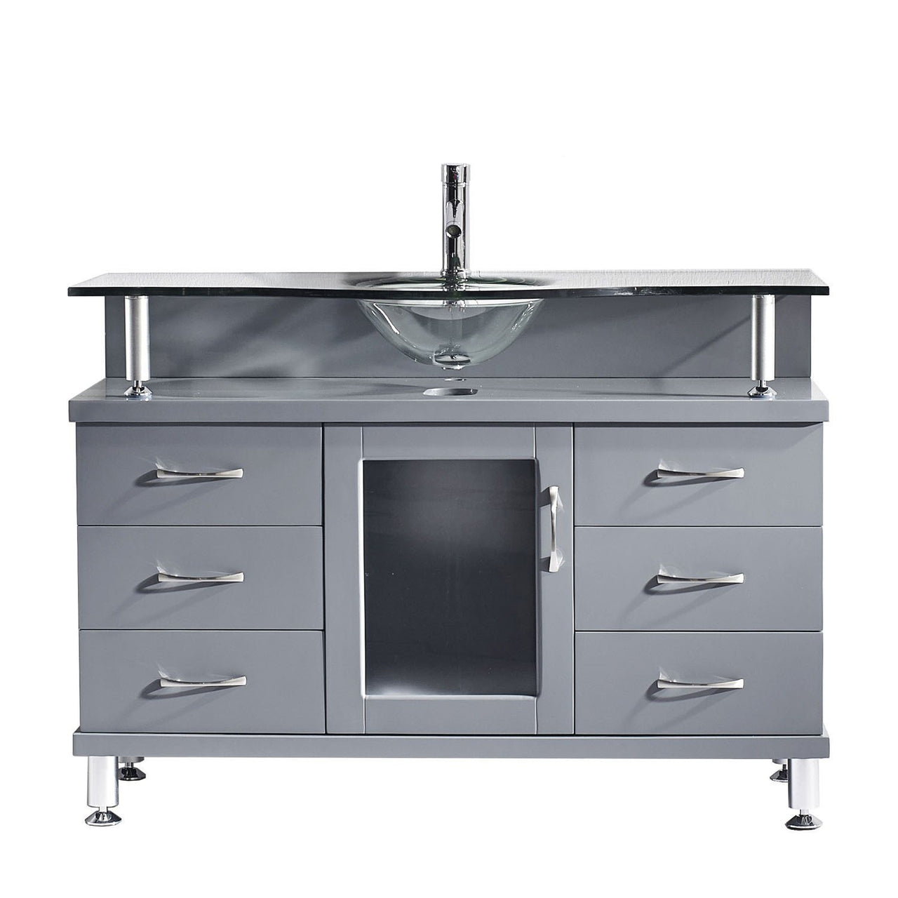 Virtu USA Vincente 48" Single Round Sink Grey Top Vanity in Grey Vanity Virtu USA 