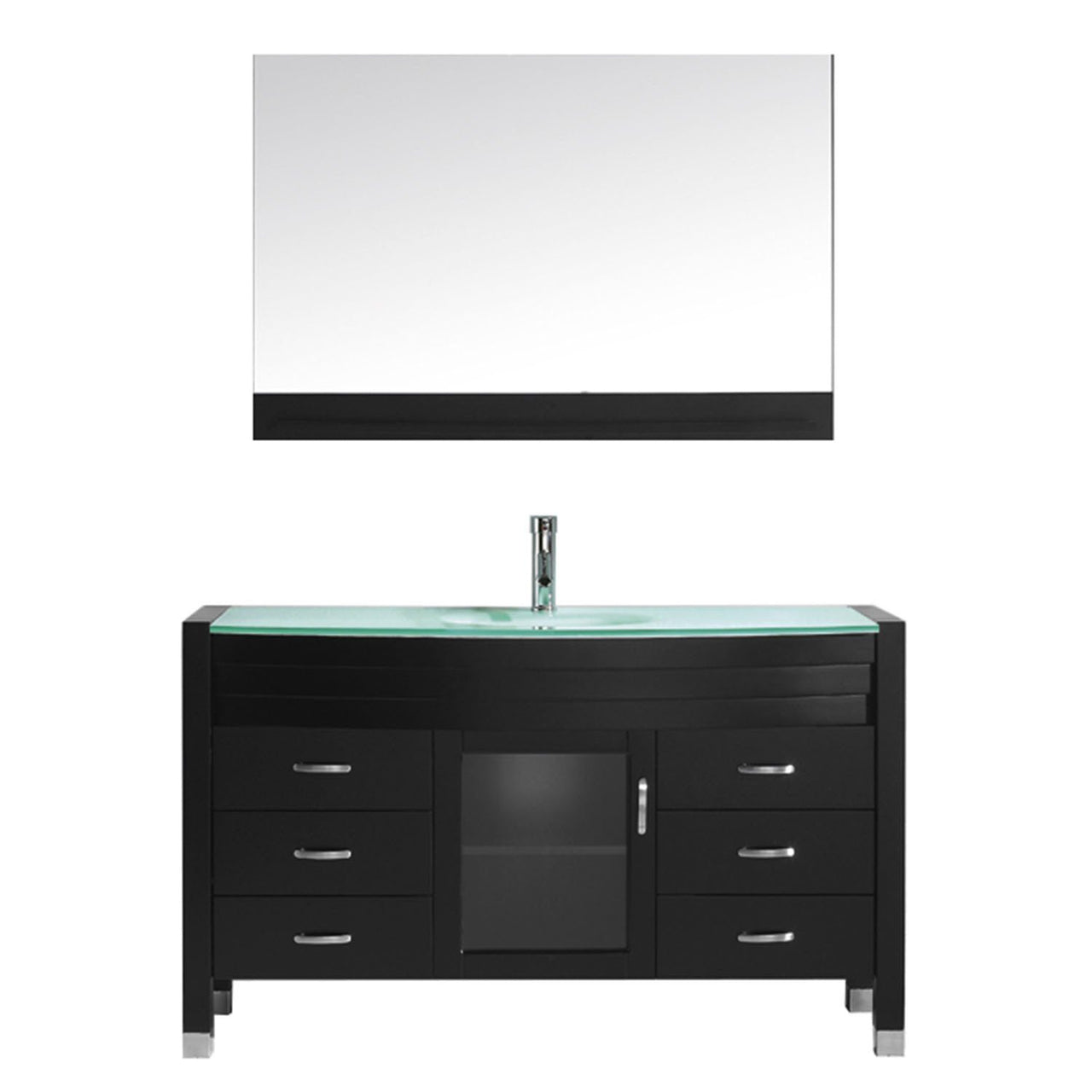 Virtu USA Ava 55" Single Round Sink Espresso Top Vanity with Brushed Nickel Faucet and Mirror Vanity Virtu USA 