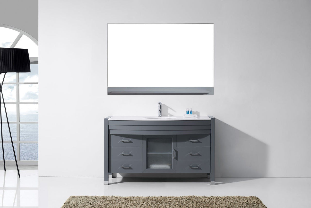 Virtu USA Ava 55" Single Round Sink Grey Top Vanity with Polished Chrome Faucet and Mirror Vanity Virtu USA 