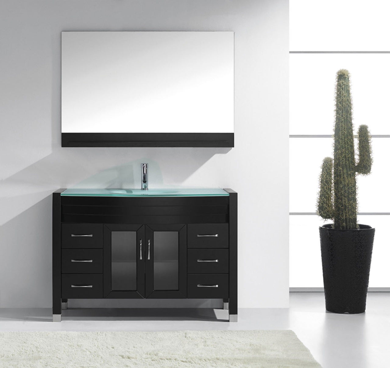 Virtu USA Ava 48" Single Round Sink Espresso Top Vanity with Polished Chrome Faucet and Mirror Vanity Virtu USA 