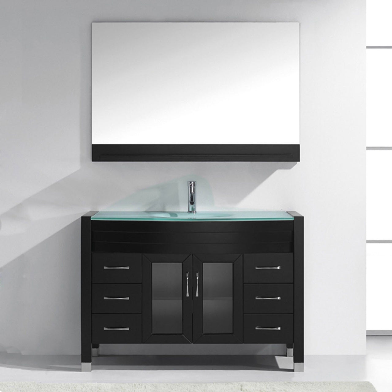 Virtu USA Ava 48" Single Round Sink Espresso Top Vanity with Polished Chrome Faucet and Mirror Vanity Virtu USA 