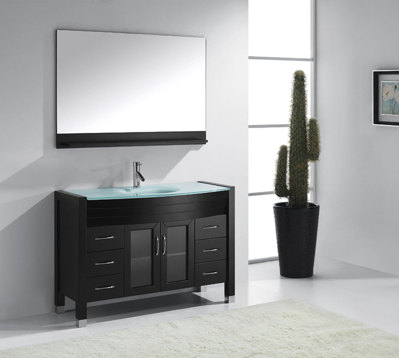 Virtu USA Ava 48" Single Round Sink Espresso Top Vanity with Polished Chrome Faucet and Mirror Vanity Virtu USA 