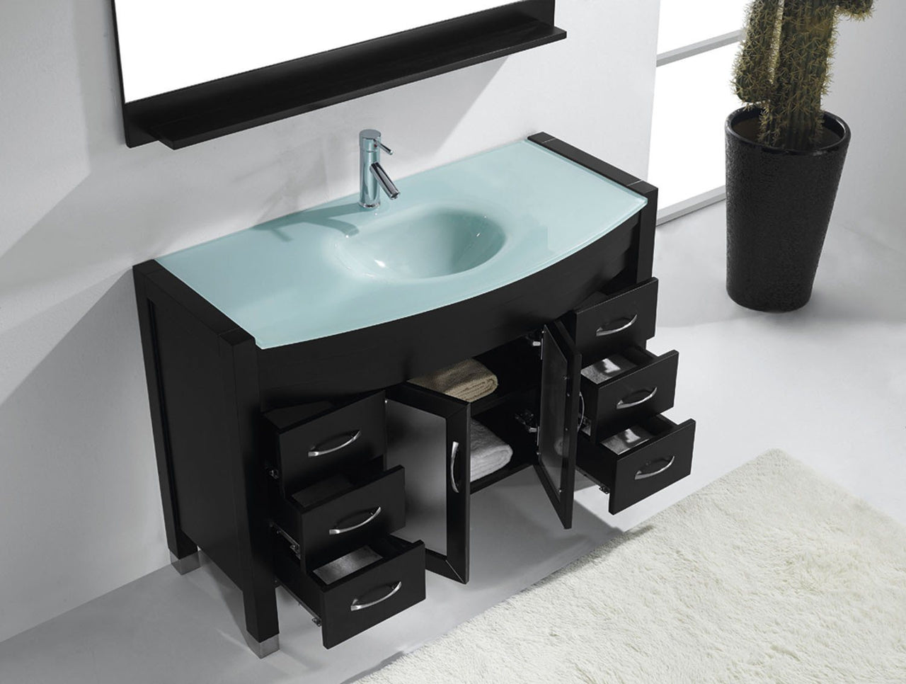 Virtu USA Ava 48" Single Round Sink Espresso Top Vanity with Polished Chrome Faucet and Mirror Vanity Virtu USA 