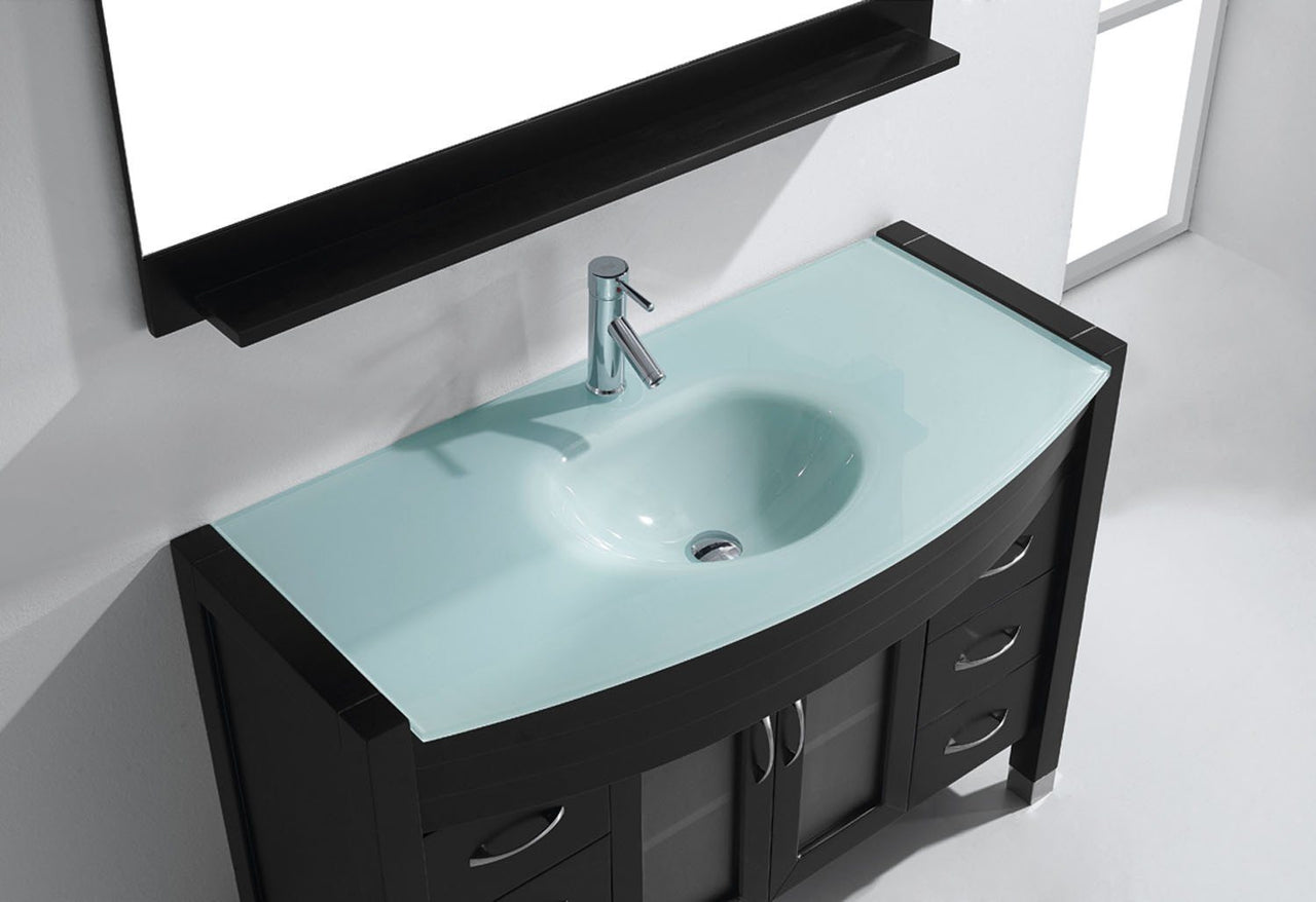 Virtu USA Ava 48" Single Round Sink Espresso Top Vanity with Polished Chrome Faucet and Mirror Vanity Virtu USA 