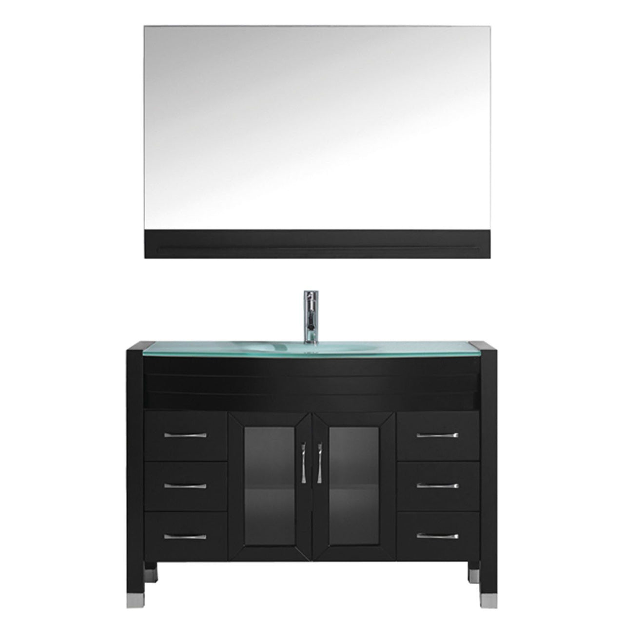 Virtu USA Ava 48" Single Round Sink Espresso Top Vanity with Polished Chrome Faucet and Mirror Vanity Virtu USA 