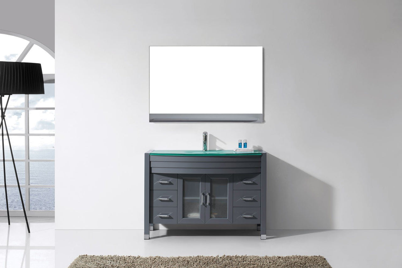 Virtu USA Ava 48" Single Round Sink Grey Top Vanity in Grey with Polished Chrome Faucet and Mirror Vanity Virtu USA 