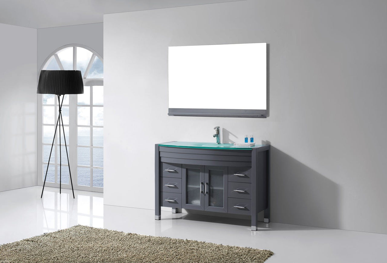 Virtu USA Ava 48" Single Round Sink Grey Top Vanity with Polished Chrome Faucet and Mirror Vanity Virtu USA 