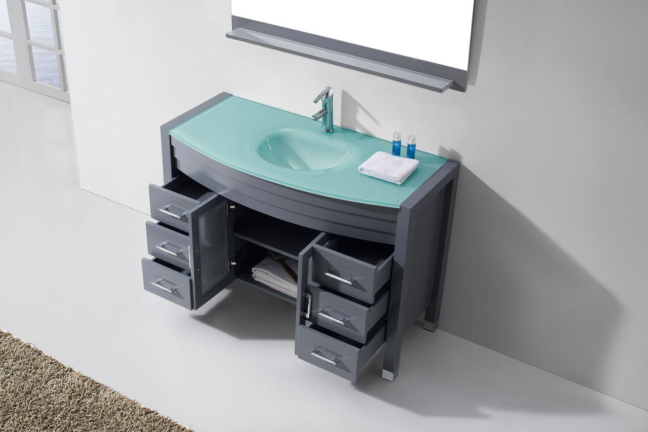 Virtu USA Ava 48" Single Round Sink Grey Top Vanity with Polished Chrome Faucet and Mirror Vanity Virtu USA 