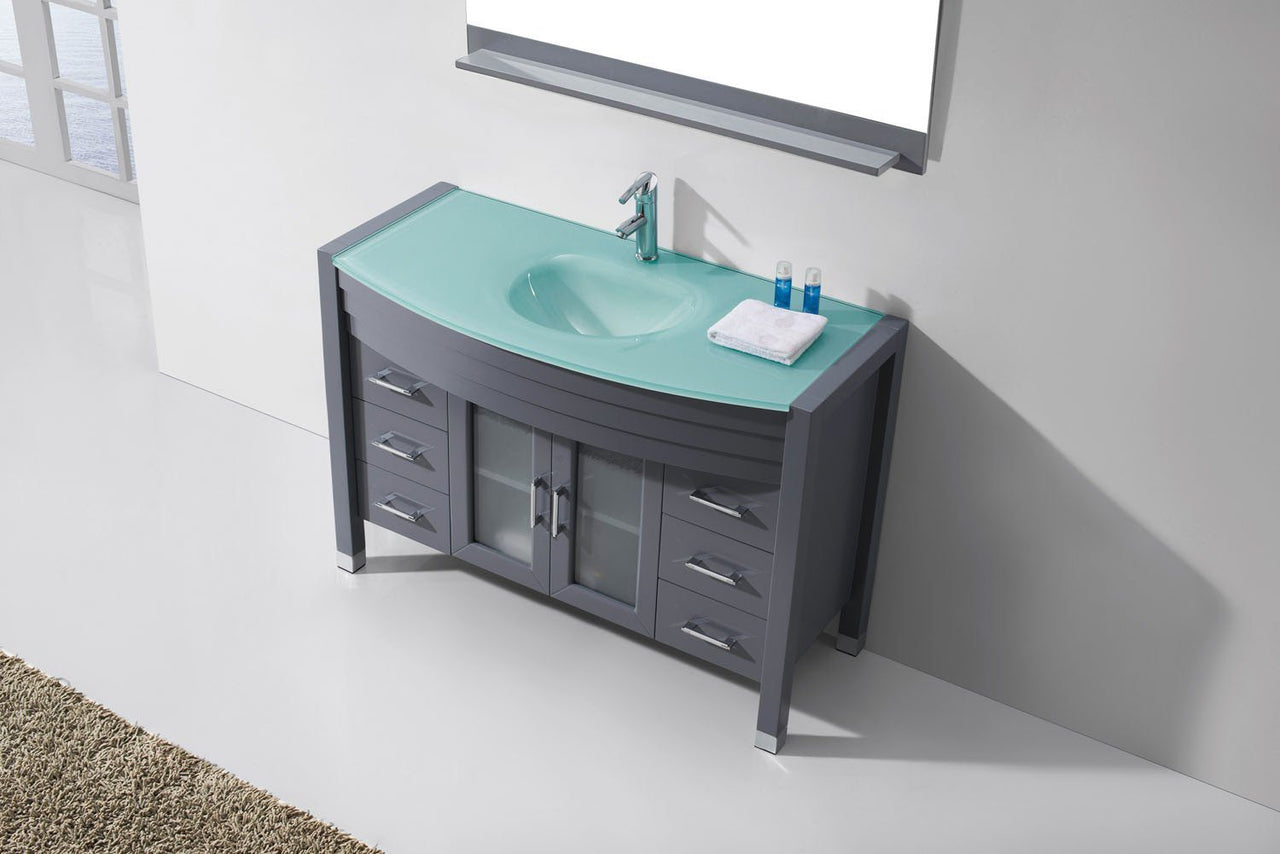 Virtu USA Ava 48" Single Round Sink Grey Top Vanity with Polished Chrome Faucet and Mirror Vanity Virtu USA 