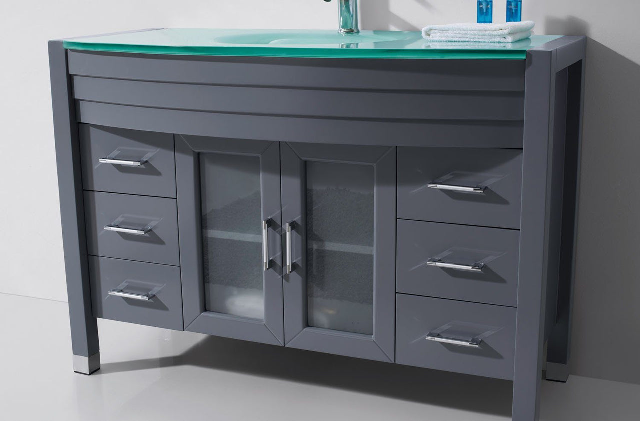 Virtu USA Ava 48" Single Round Sink Grey Top Vanity with Polished Chrome Faucet and Mirror Vanity Virtu USA 