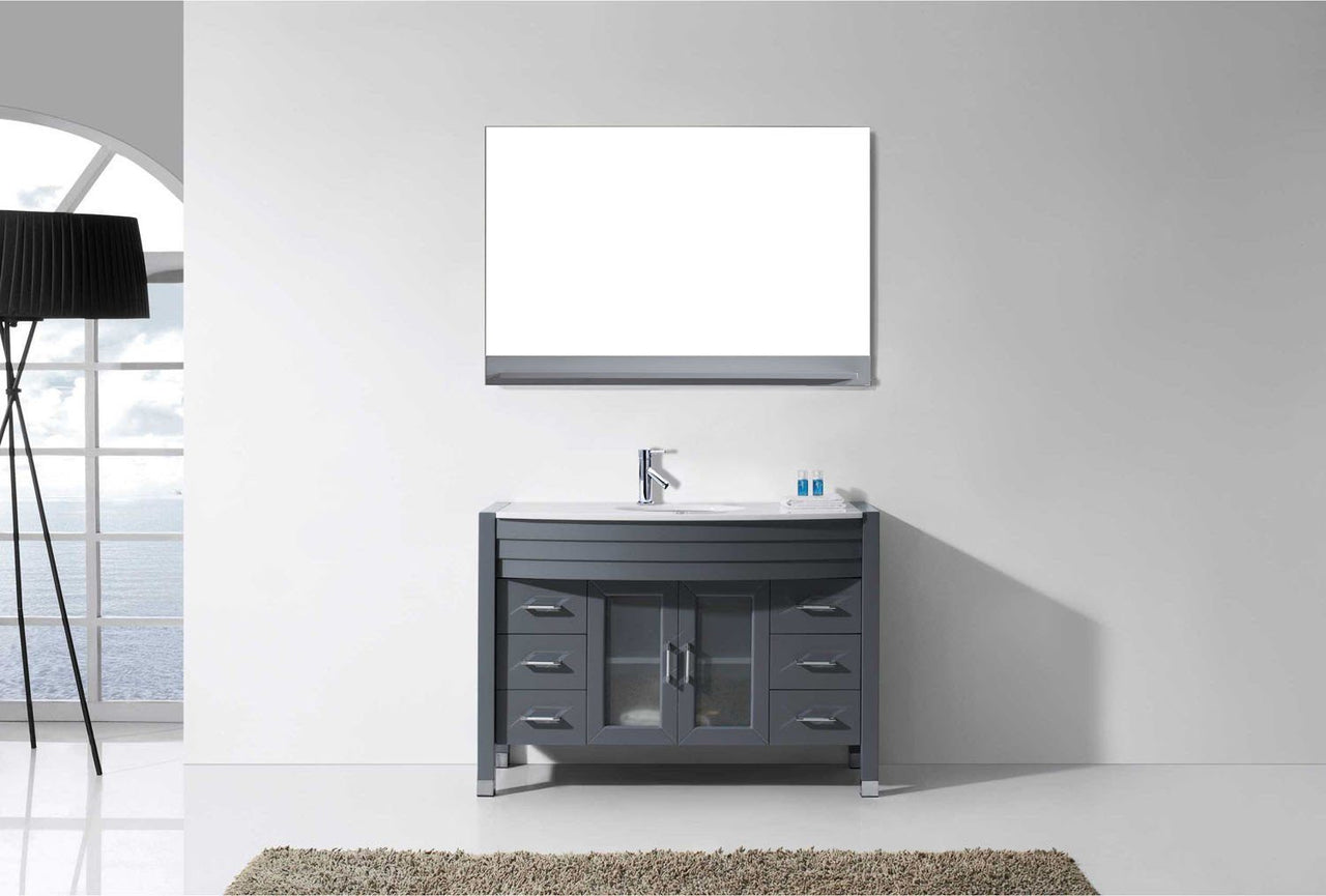Virtu USA Ava 48" Single Round Sink Grey Top Vanity with Polished Chrome Faucet and Mirror Vanity Virtu USA 