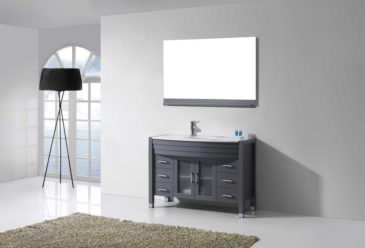 Virtu USA Ava 48" Single Round Sink Grey Top Vanity with Polished Chrome Faucet and Mirror Vanity Virtu USA 
