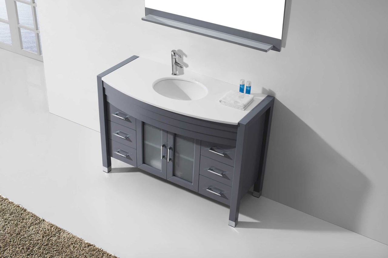 Virtu USA Ava 48" Single Round Sink Grey Top Vanity with Polished Chrome Faucet and Mirror Vanity Virtu USA 