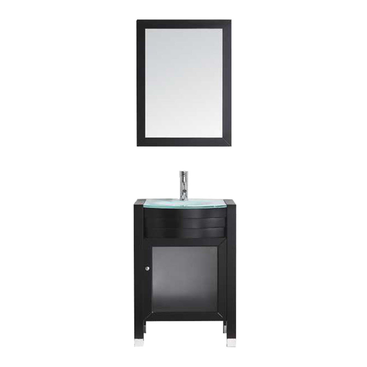Virtu USA Ava 24" Single Round Sink Espresso Top Vanity with Brushed Nickel Faucet and Mirror Vanity Virtu USA 