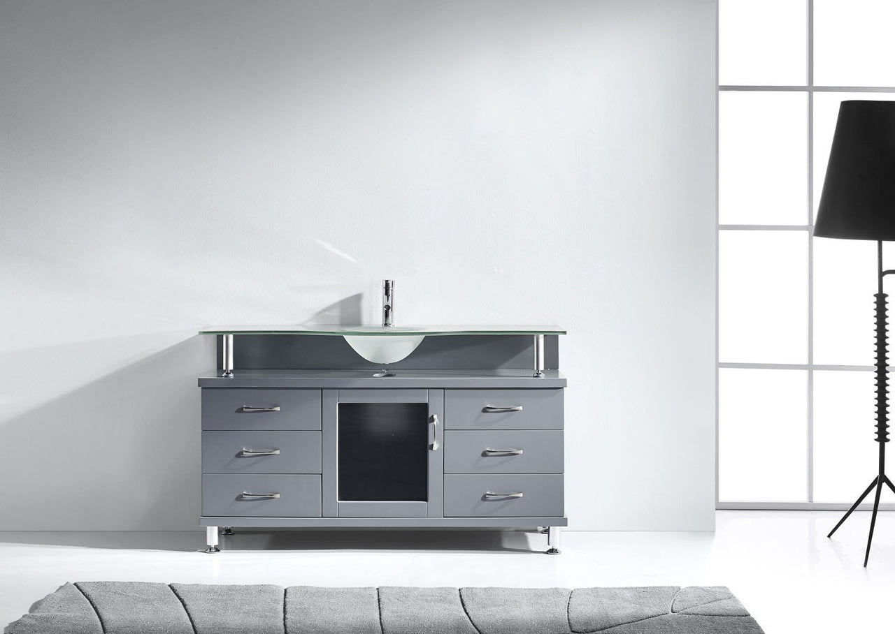 Virtu USA Vincente 55" Single Round Sink Grey Top Vanity in Grey Vanity Virtu USA 