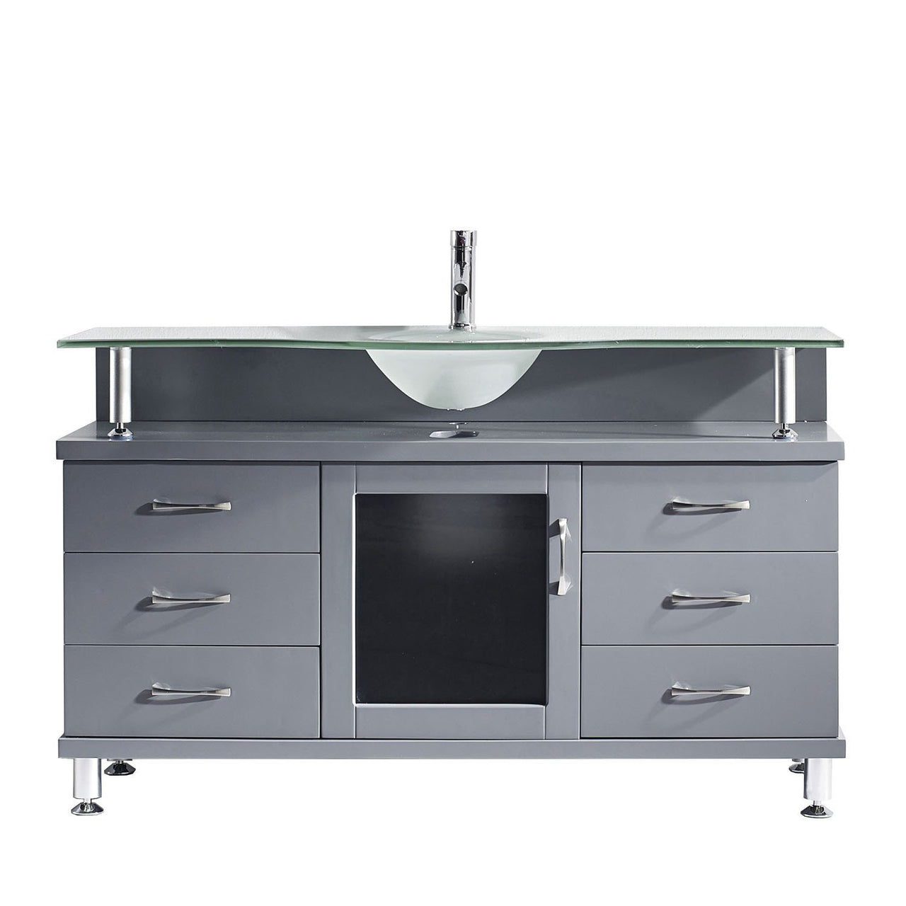 Virtu USA Vincente 55" Single Round Sink Grey Top Vanity in Grey Vanity Virtu USA 