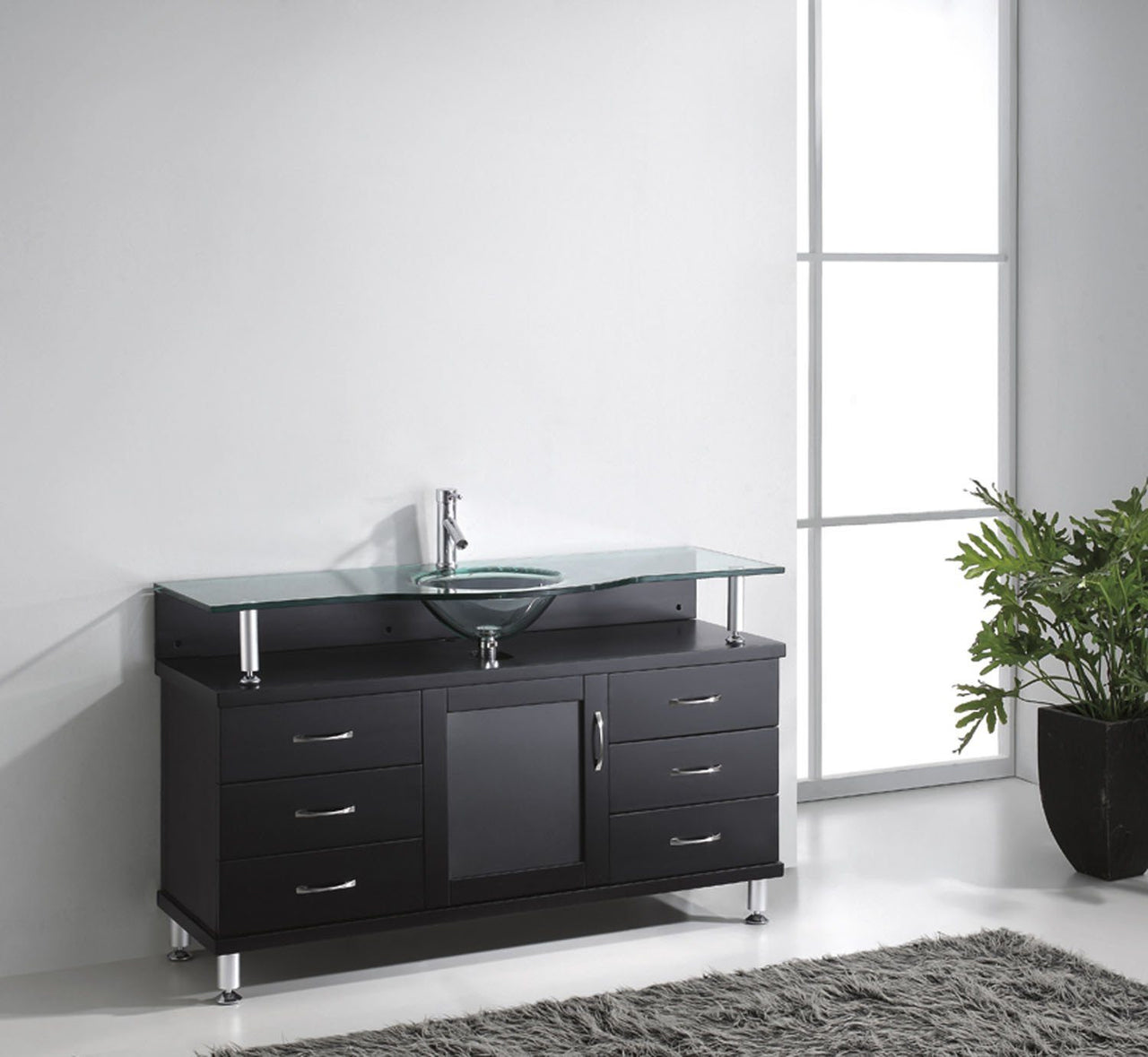 Virtu USA Vincente 55" Single Round Sink Espresso Top Vanity in Espresso Vanity Virtu USA 