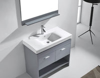 Thumbnail for Virtu USA Gloria 36 Single Sink Grey Top Vanity Chrome Faucet and Mirror Vanity Virtu USA 