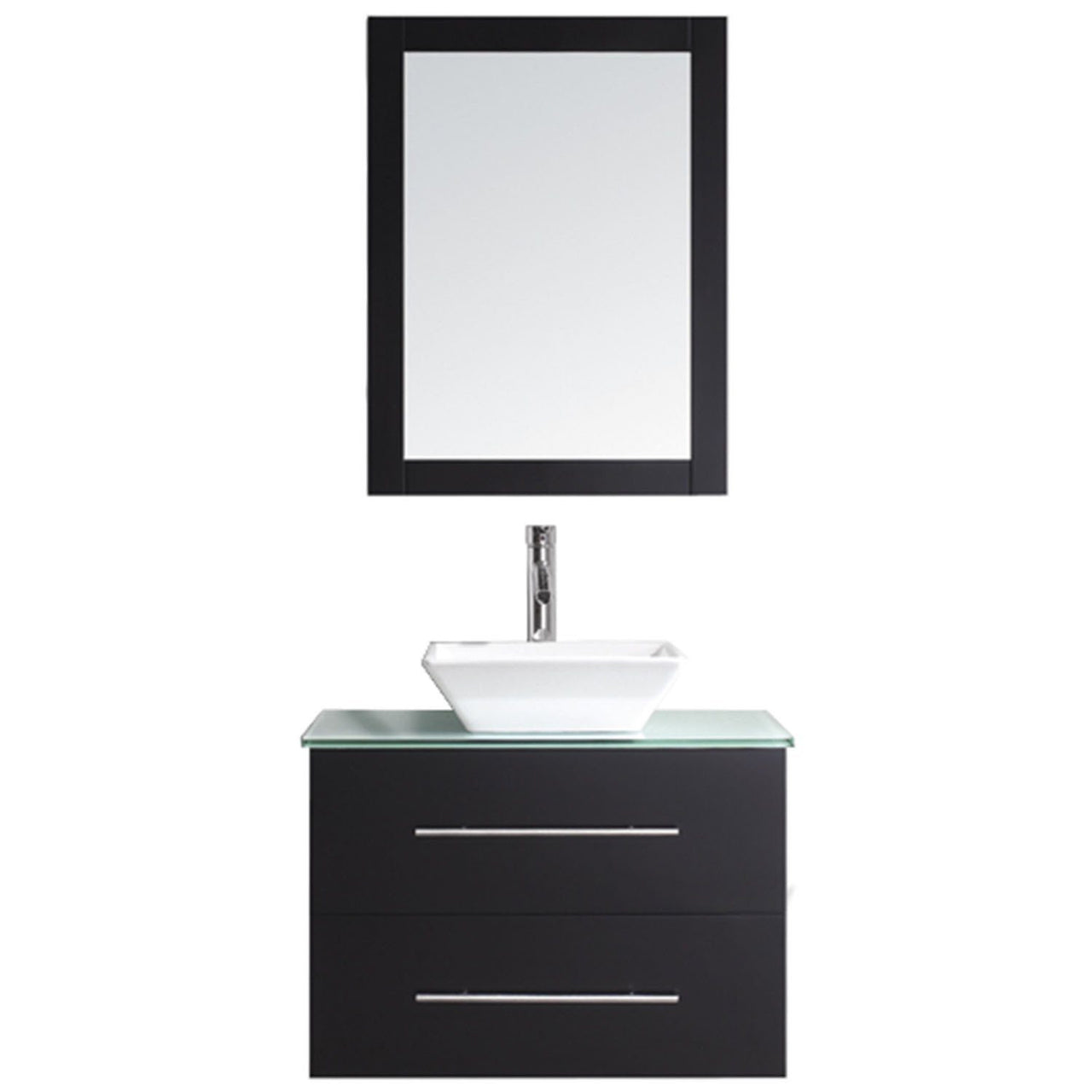 Virtu USA Marsala 29" Single Square Sink Espresso Top Vanity in Espresso with Polished Chrome Faucet and Mirror Vanity Virtu USA 