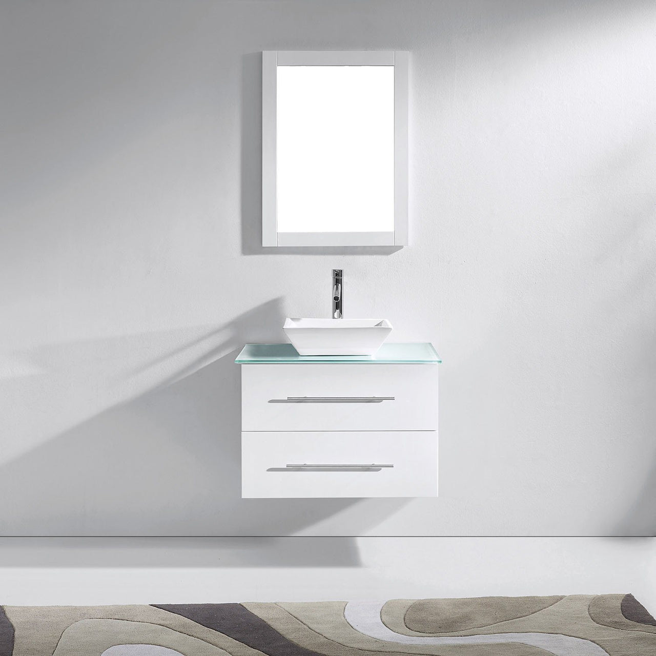 Virtu USA Marsala 29" Single Square Sink White Top Vanity in White with Brushed Nickel Faucet and Mirror Vanity Virtu USA 