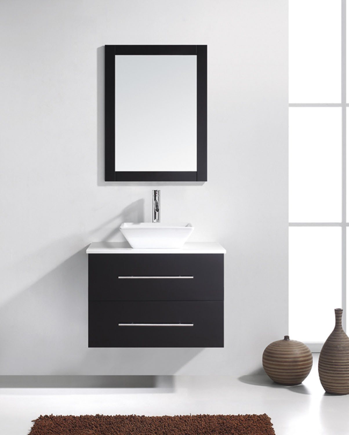 Virtu USA Marsala 29" Single Square Sink Espresso Top Vanity with Polished Chrome Faucet and Mirror Vanity Virtu USA 