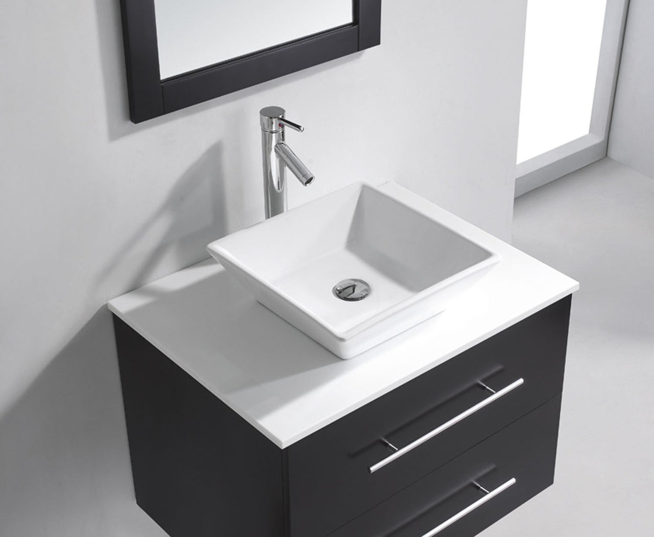 Virtu USA Marsala 29" Single Square Sink Espresso Top Vanity with Polished Chrome Faucet and Mirror Vanity Virtu USA 