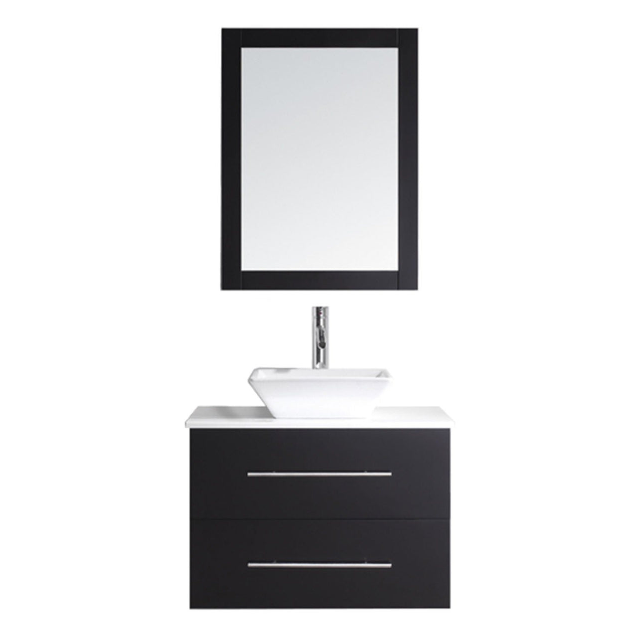 Virtu USA Marsala 29" Single Square Sink Espresso Top Vanity with Polished Chrome Faucet and Mirror Vanity Virtu USA 