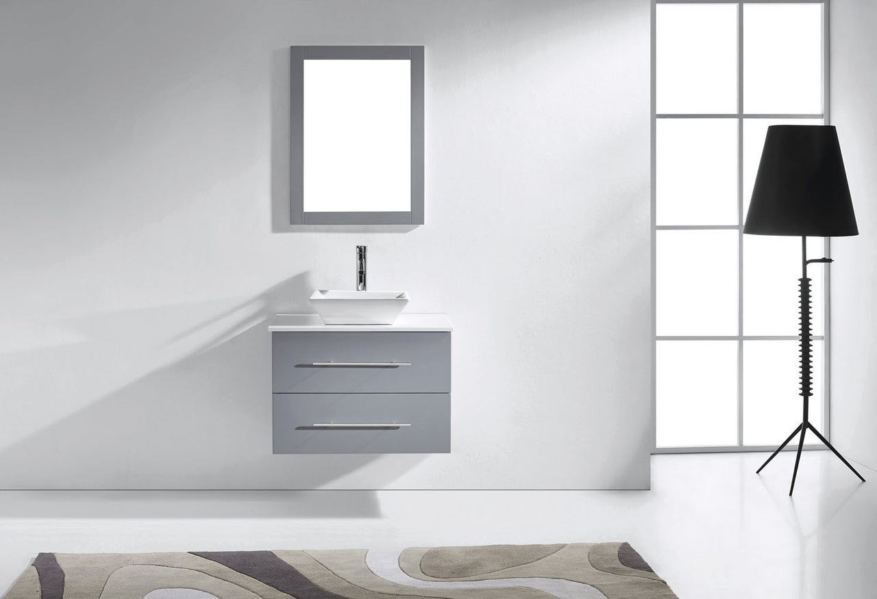 Virtu USA Marsala 29" Single Square Sink Grey Top Vanity with Polished Chrome Faucet and Mirror Vanity Virtu USA 