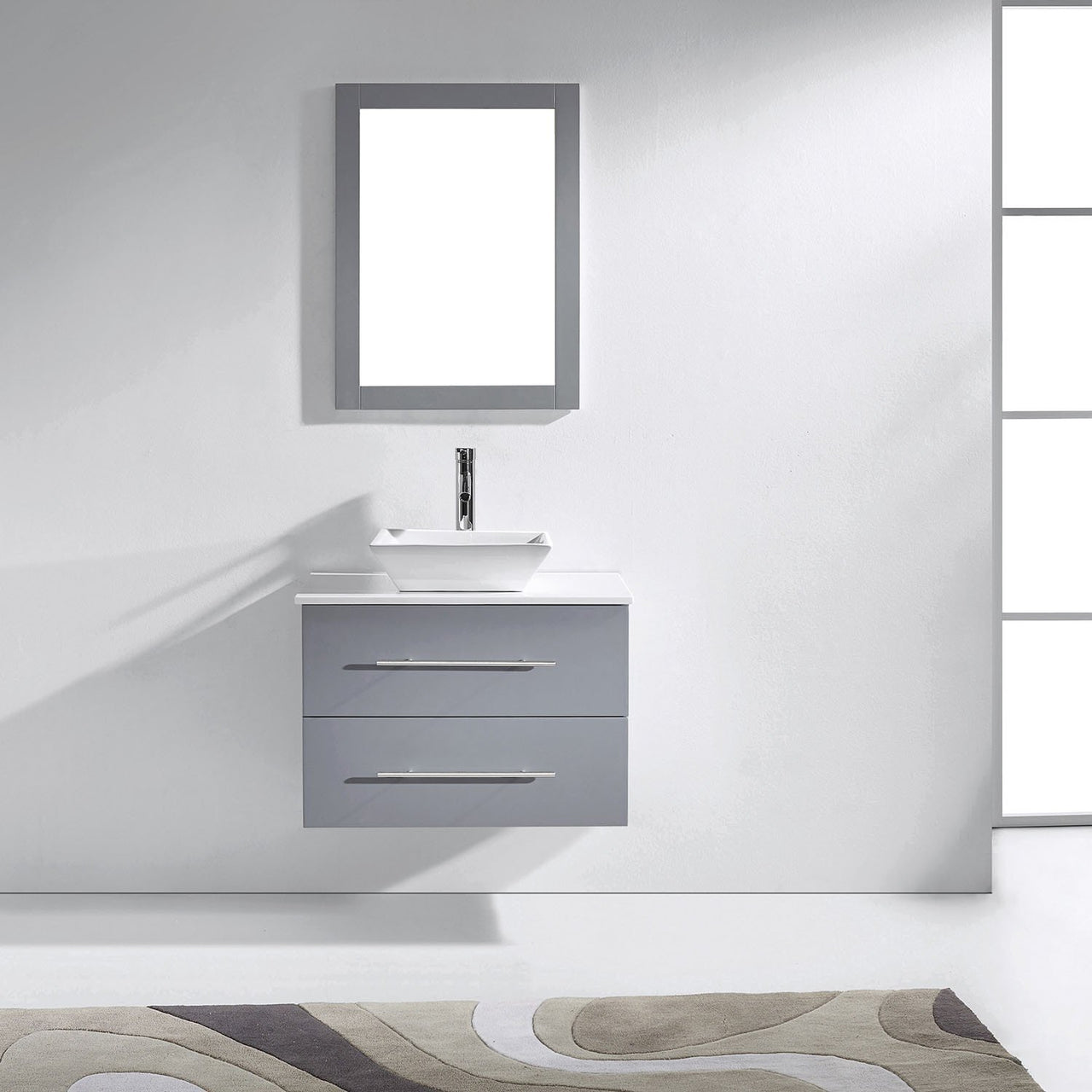 Virtu USA Marsala 29" Single Square Sink Grey Top Vanity with Polished Chrome Faucet and Mirror Vanity Virtu USA 