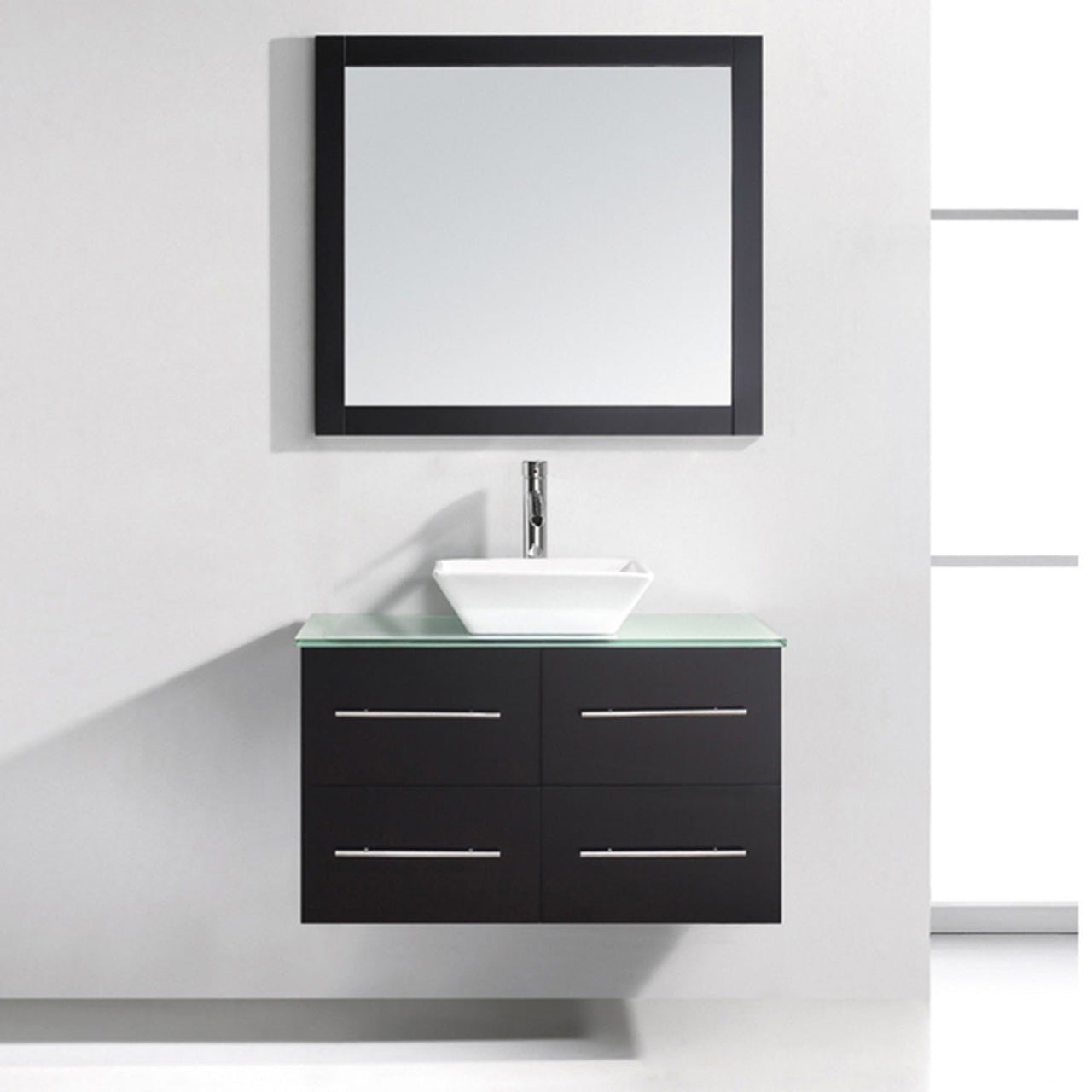 Virtu USA Marsala 35" Single Square Sink Espresso Top Vanity in Espresso with Brushed Nickel Faucet and Mirror Vanity Virtu USA 