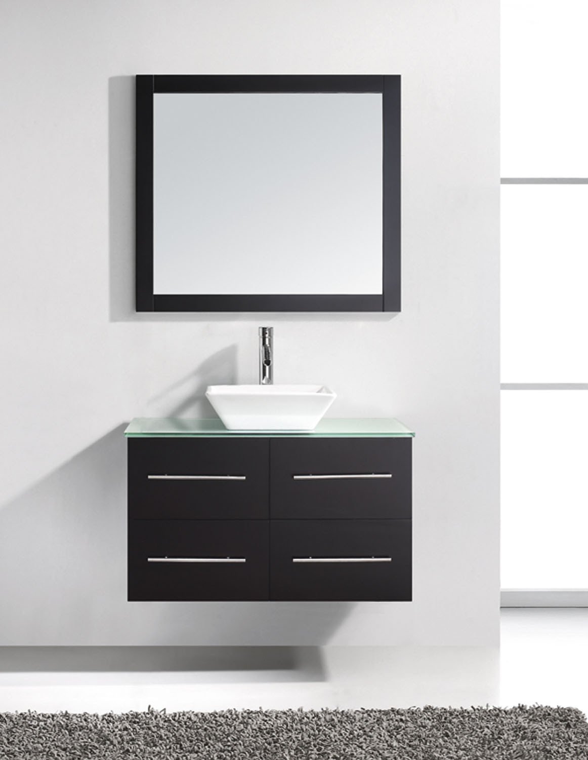 Virtu USA Marsala 35" Single Square Sink Espresso Top Vanity in Espresso with Brushed Nickel Faucet and Mirror Vanity Virtu USA 