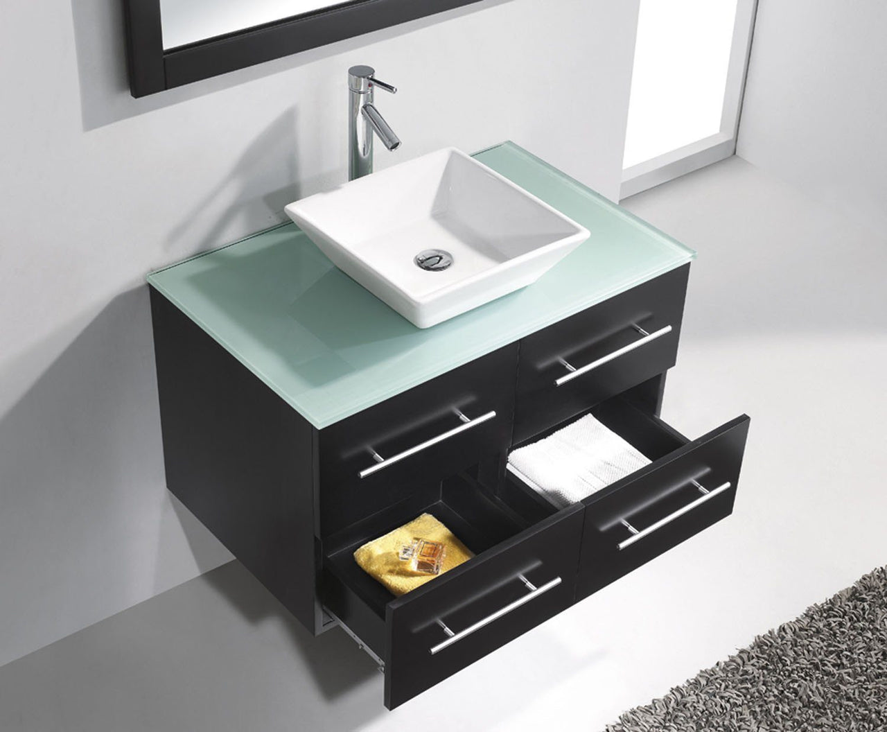 Virtu USA Marsala 35" Single Square Sink Espresso Top Vanity with Polished Chrome Faucet and Mirror Vanity Virtu USA 