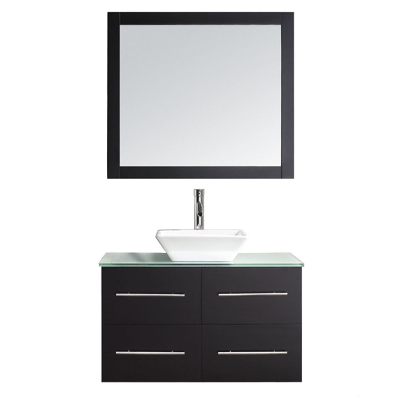 Virtu USA Marsala 35" Single Square Sink Espresso Top Vanity in Espresso with Brushed Nickel Faucet and Mirror Vanity Virtu USA 