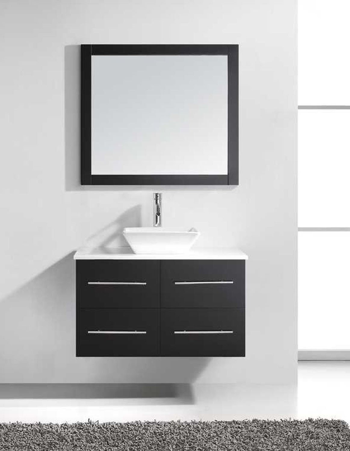 Virtu USA Marsala 35" Single Square Sink Espresso Top Vanity with Polished Chrome Faucet and Mirror Vanity Virtu USA 