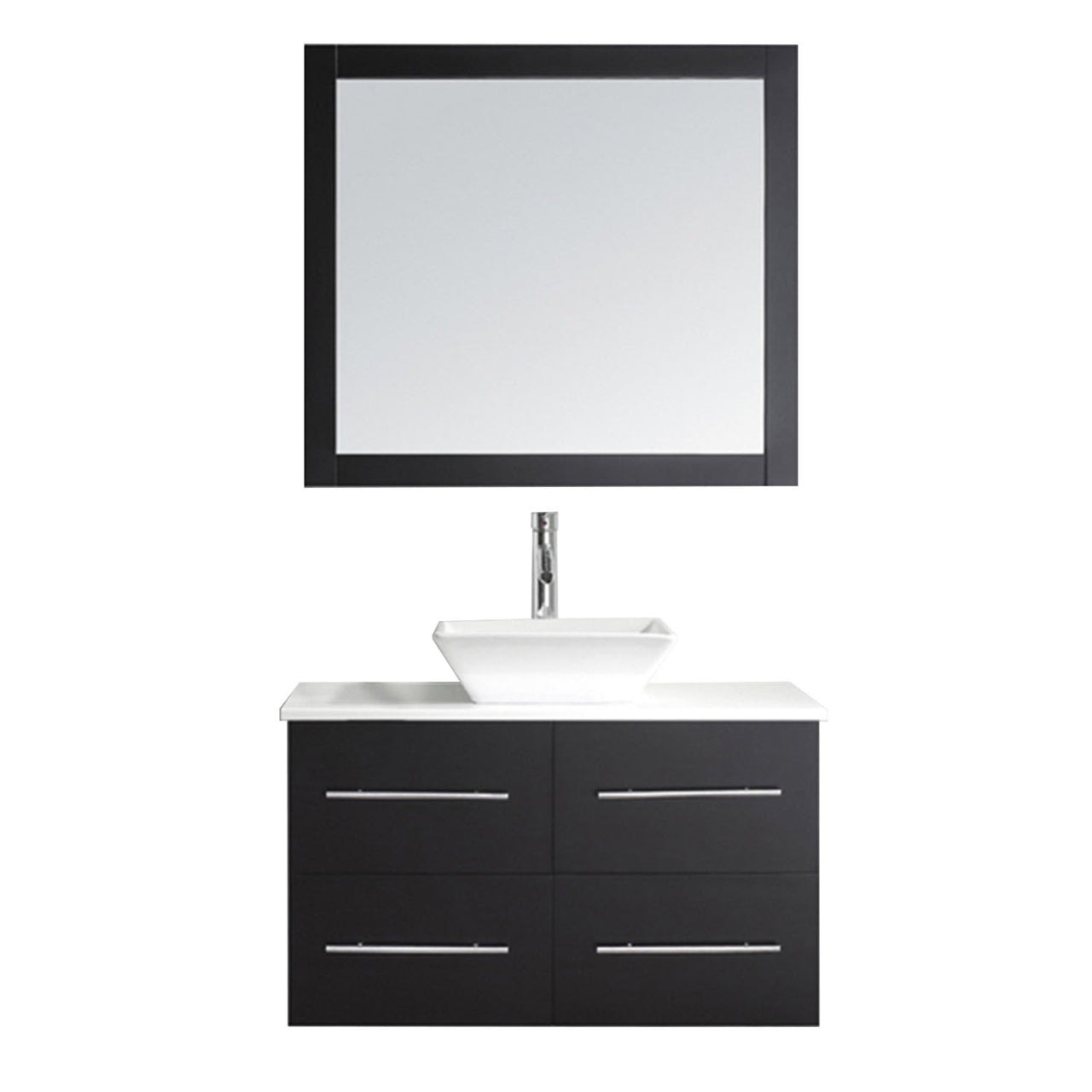 Virtu USA Marsala 35" Single Square Sink Espresso Top Vanity with Polished Chrome Faucet and Mirror Vanity Virtu USA 