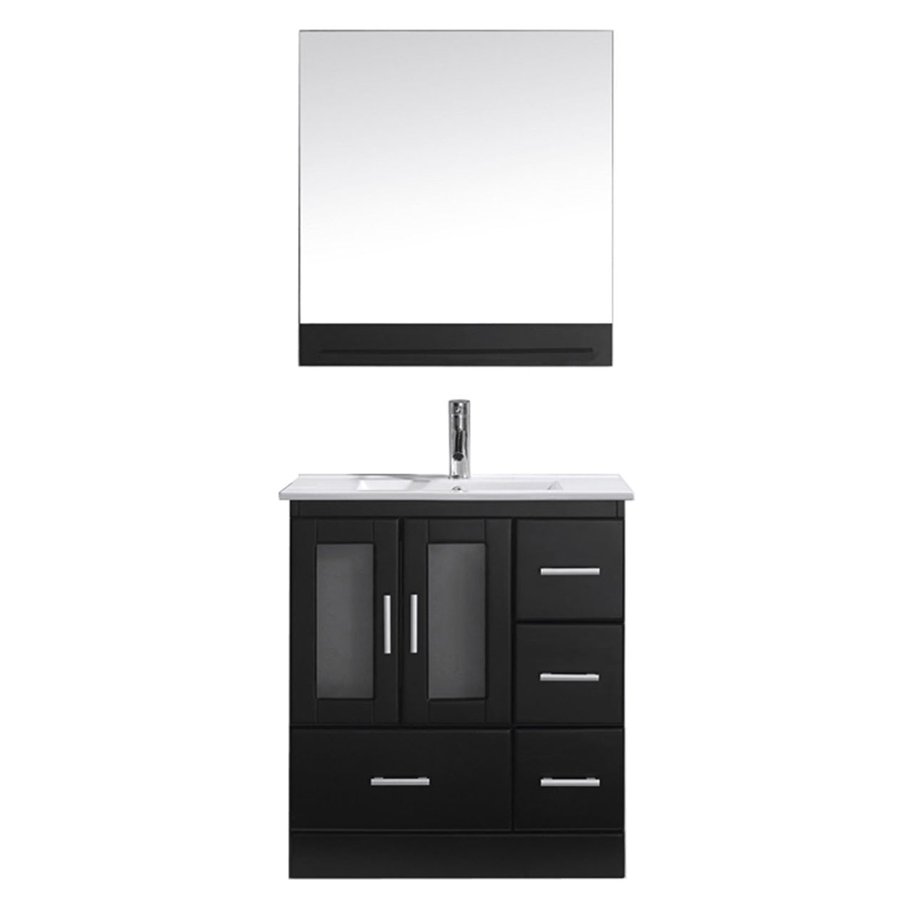 Virtu USA Zola 30" Single Square Sink Espresso Top Vanity in Espresso with Polished Chrome Faucet and Mirror Vanity Virtu USA 