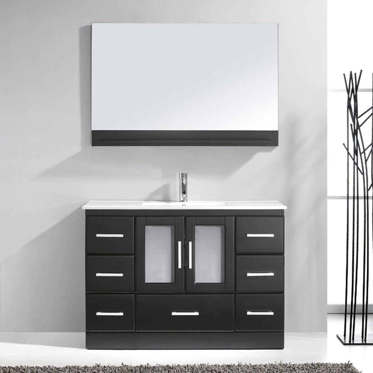 Virtu USA Zola 48" Single Square Sink Espresso Top Vanity in Espresso with Polished Chrome Faucet and Mirror Vanity Virtu USA 