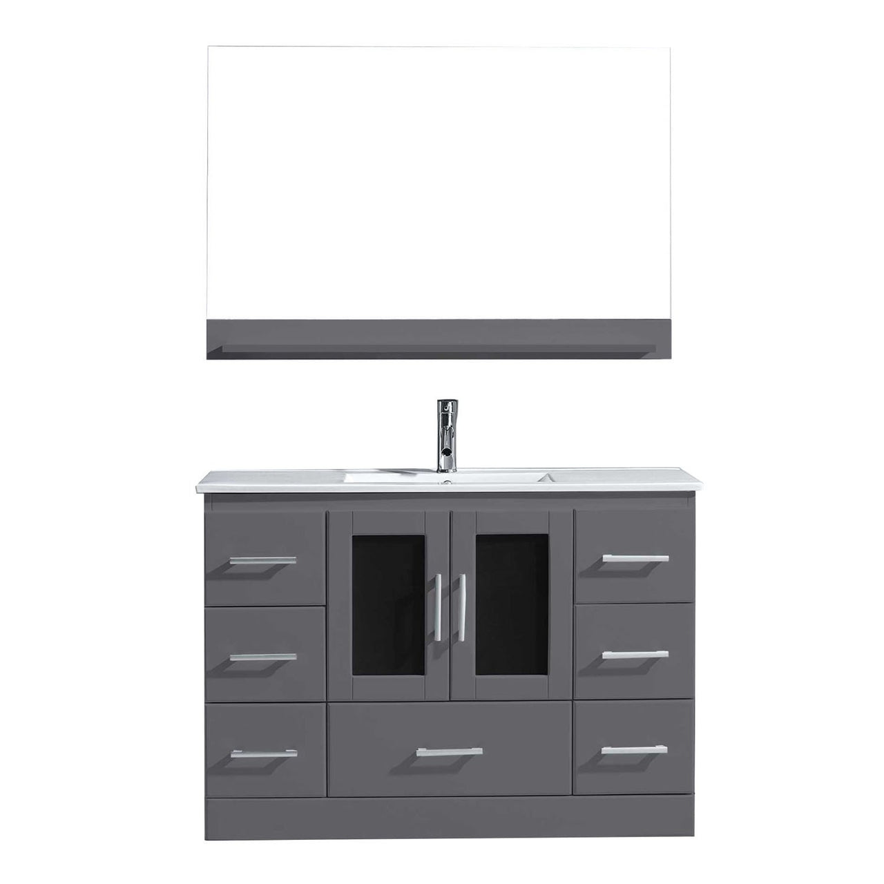 Virtu USA Zola 48" Single Square Sink Grey Top Vanity in Grey with Polished Chrome Faucet and Mirror Vanity Virtu USA 