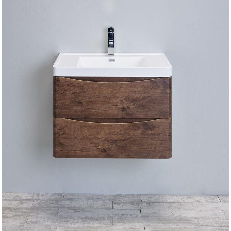 Eviva Smile® 24" Rosewood Modern Vanity Set with Integrated White Acrylic Sink Vanity Eviva 