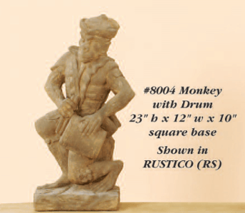 Monkey With Drum Cast Stone Outdoor Garden Planter Planter Tuscan 