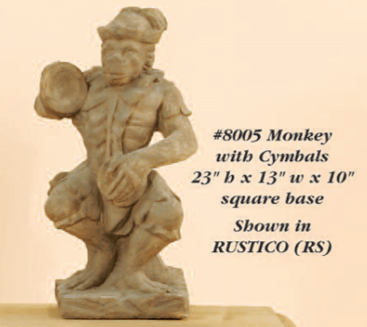 Monkey with Cymbals Cast Stone Outdoor Garden Planter Planter Tuscan 