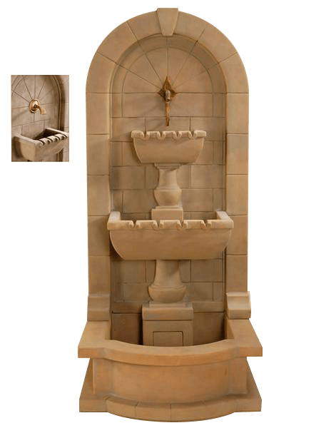 Monterosso Wall Outdoor Cast Stone Garden Fountain W/ Pond For Spout Fountain Tuscan 